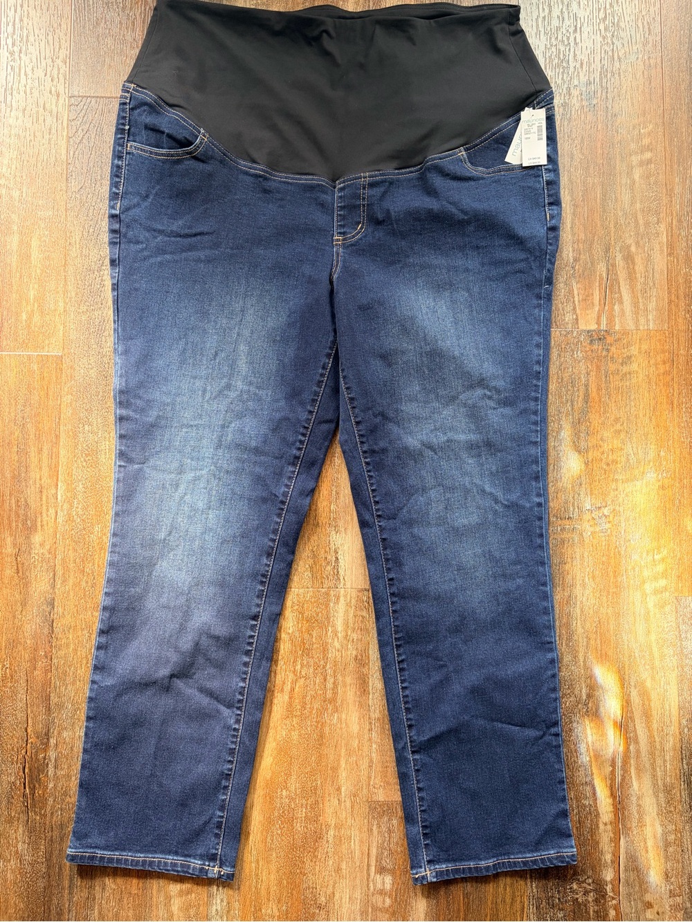 Maurices Maternity Women’s Plus 18W Straight Jeans Dark Wash Blue Stretch Denim